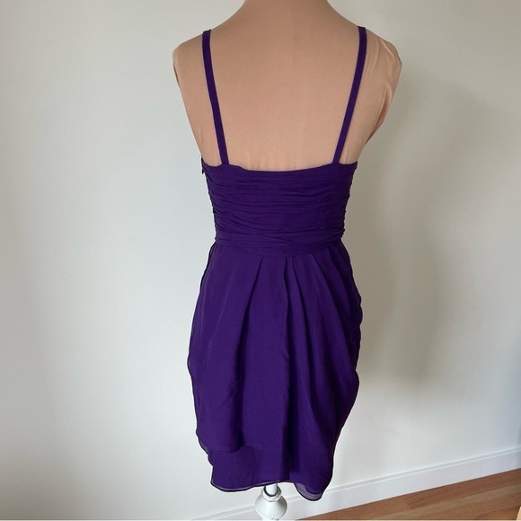 J. Crew Deep Purple Lined Silk Sweetheart Waist Tie Mini Dress 50391 EUC Size 2 - Picture 3 of 9